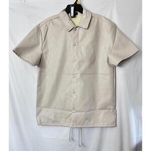 NWT Boohoo Man Mens Short Sleeve Faux Leather Drop Shoulder Shirt Size Medium